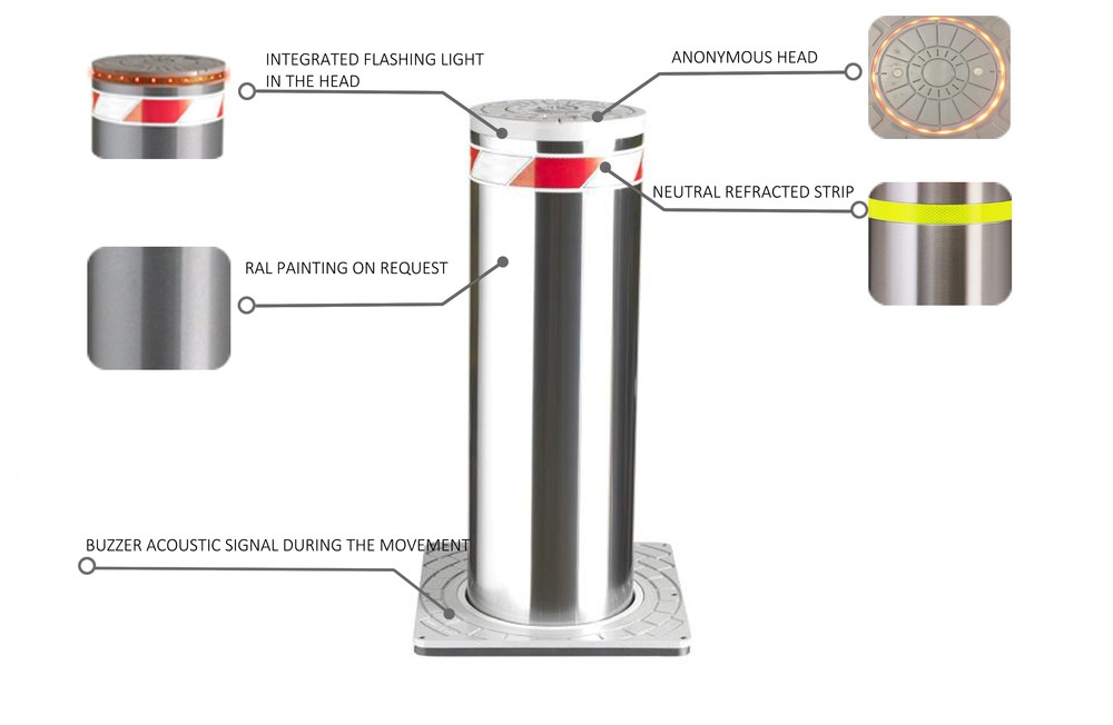 thép không gỉ tự động bollard thủy lực
